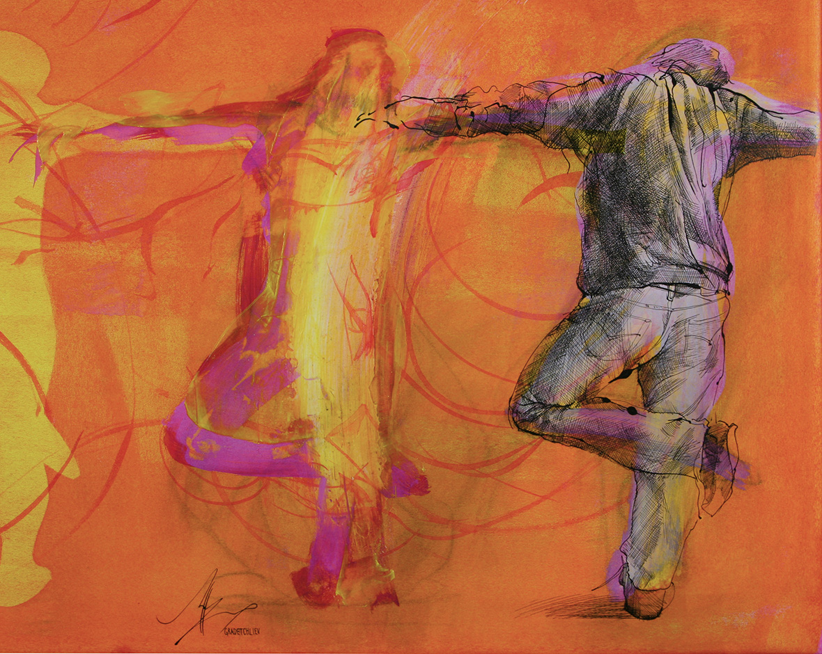 Tanz.ende | 2007 | 40 x 60 cm | Acryl und Tusche auf Leinwand